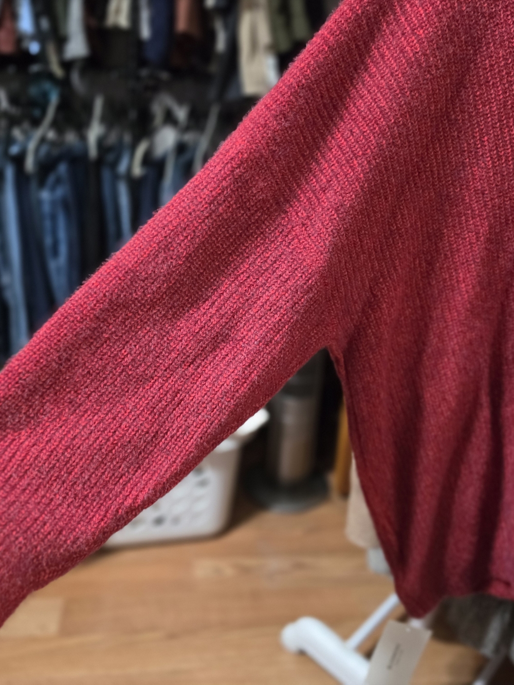 BloomChic Deep Raspberry V-Neck Sweater - Picture 4 of 5